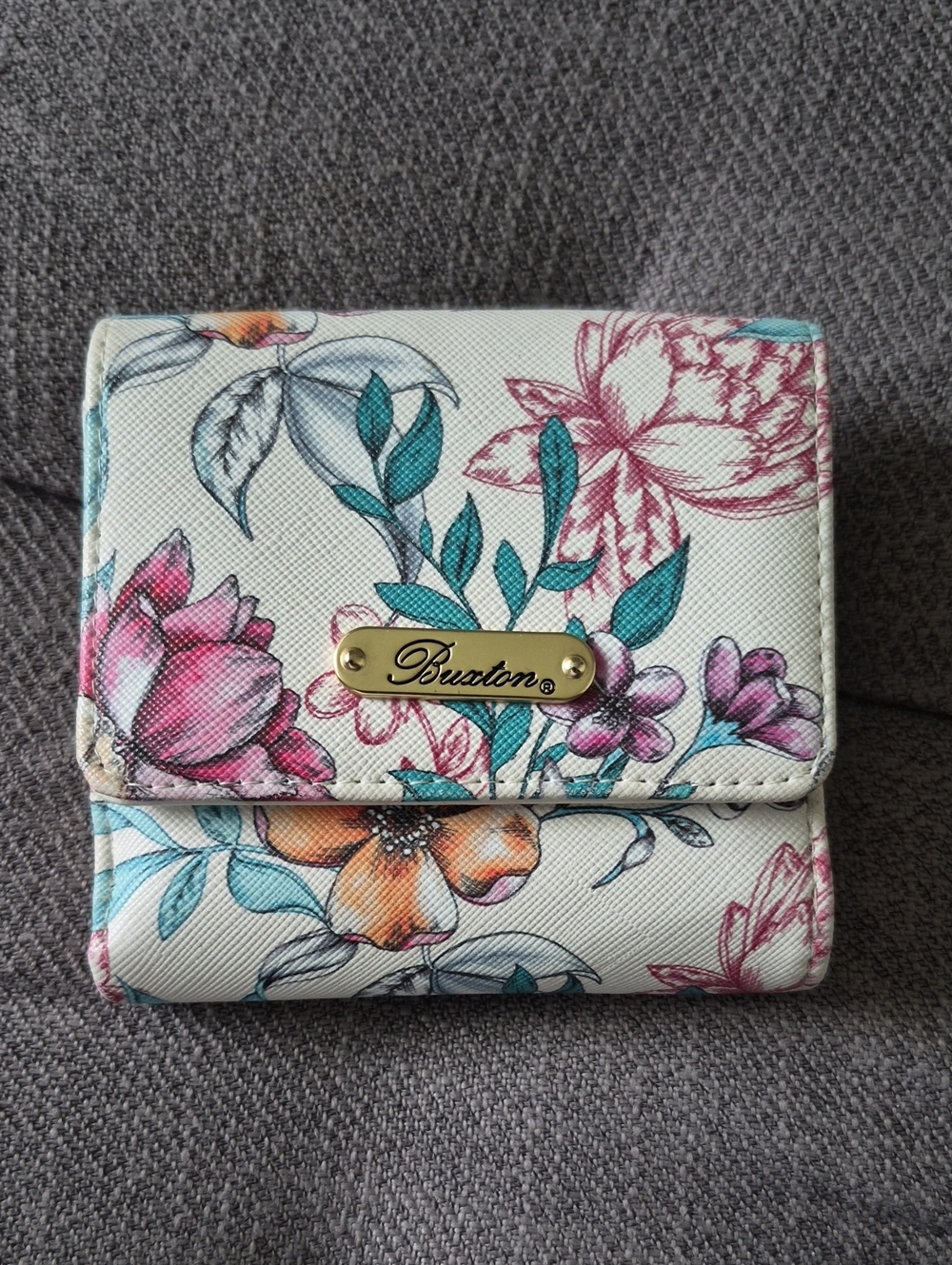 Burton White Floral Wallet with Pink, Teal & Orange Accents